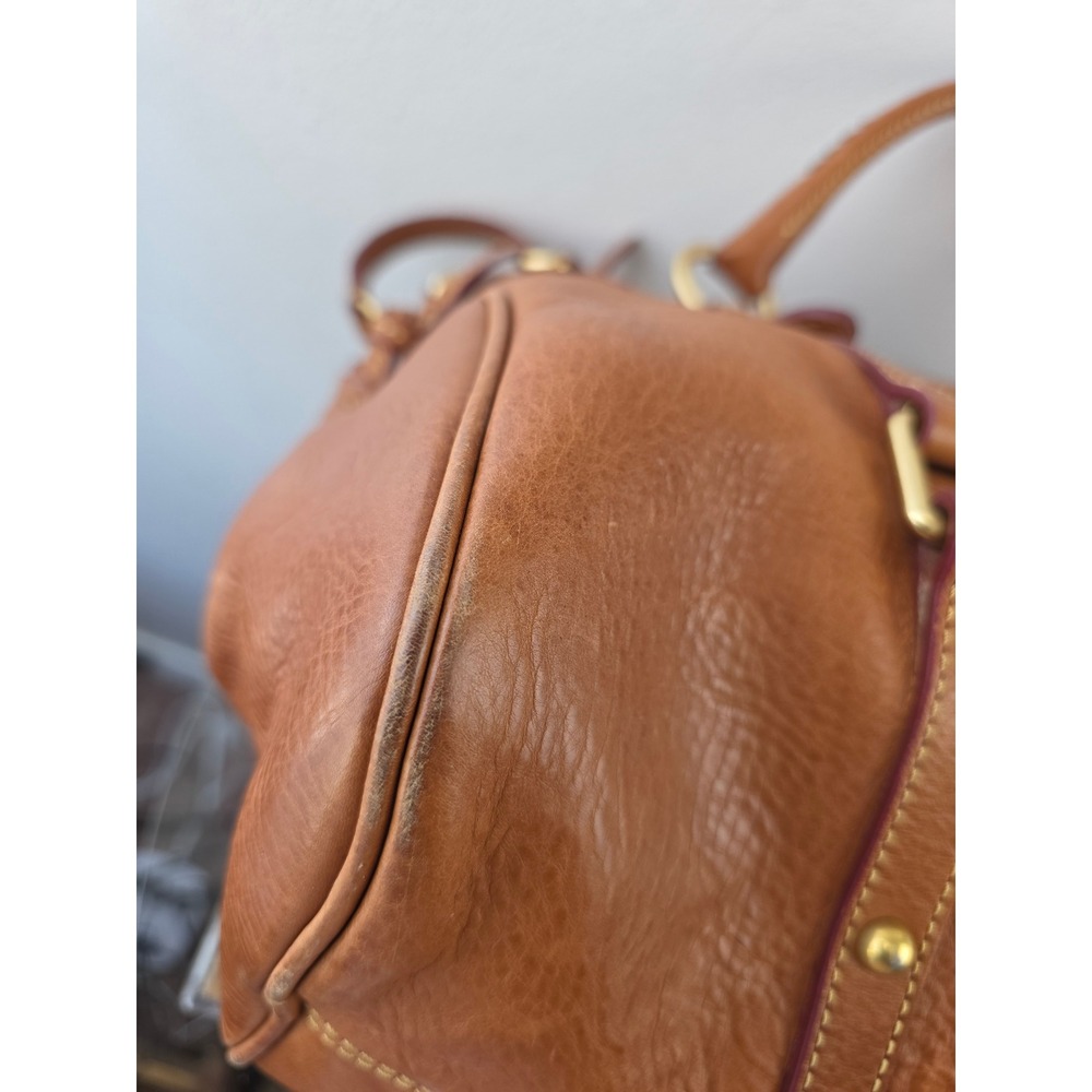 Dooney & Bourke Florentine Leather Satchel Ginger Whipstitch Tassel Bag Large - Picture 6 of 12